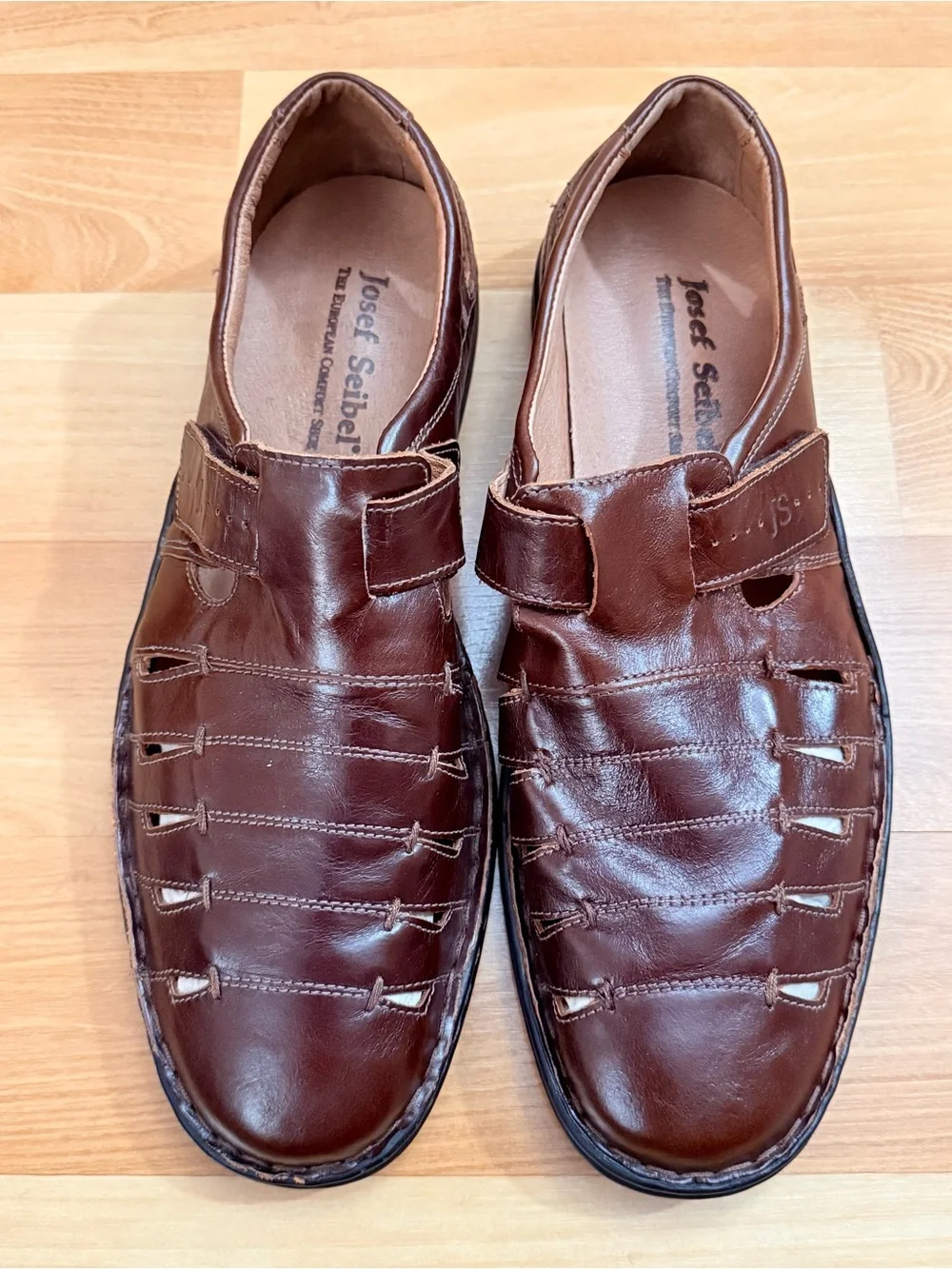 Josef Seibel Steven Fisherman Shoes Brown Leather Slip-On Mens Sz 10.5 (44)
